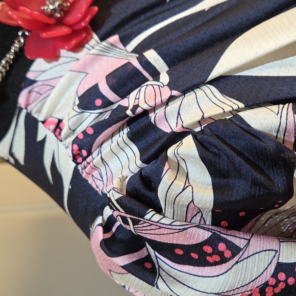 Nwt 16 Maison Tara Navy and Pink Midi Dress - Picture 13 of 17